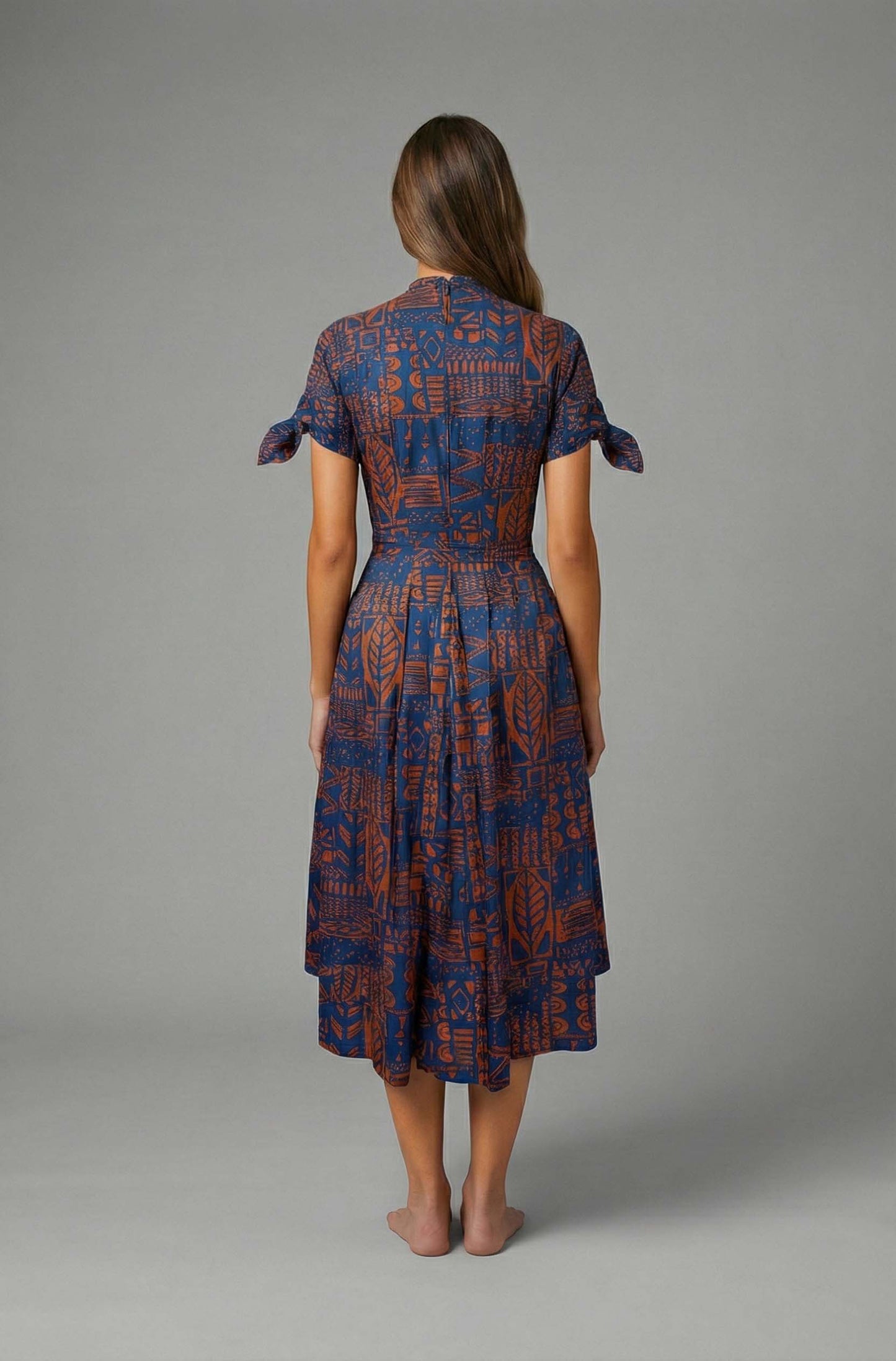 Rustic Edge Belted Midi Dress