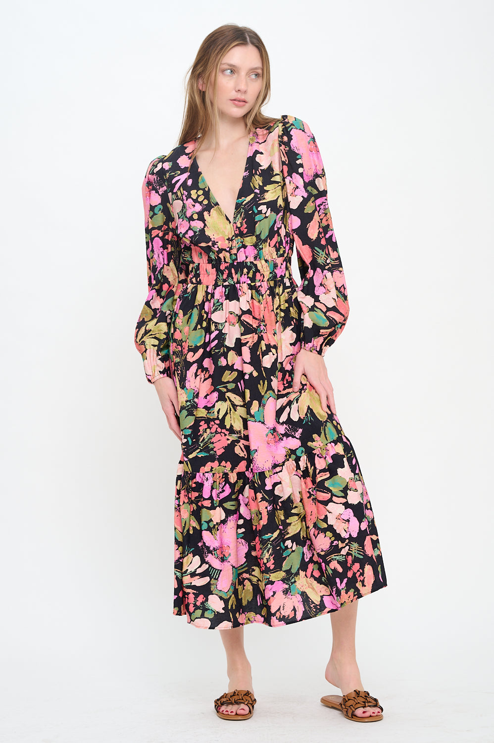 Midnight Garden Long Sleeve Maxi Dress
