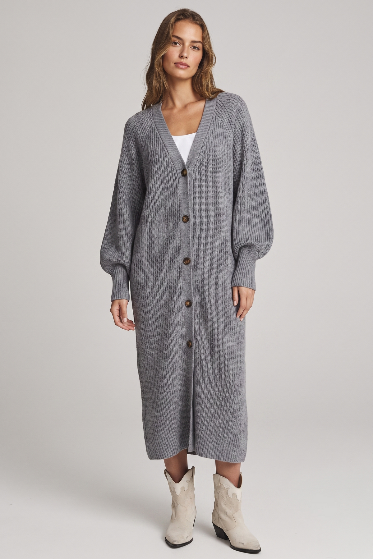 Black Button-Front Long Sweater Duster Cardigan