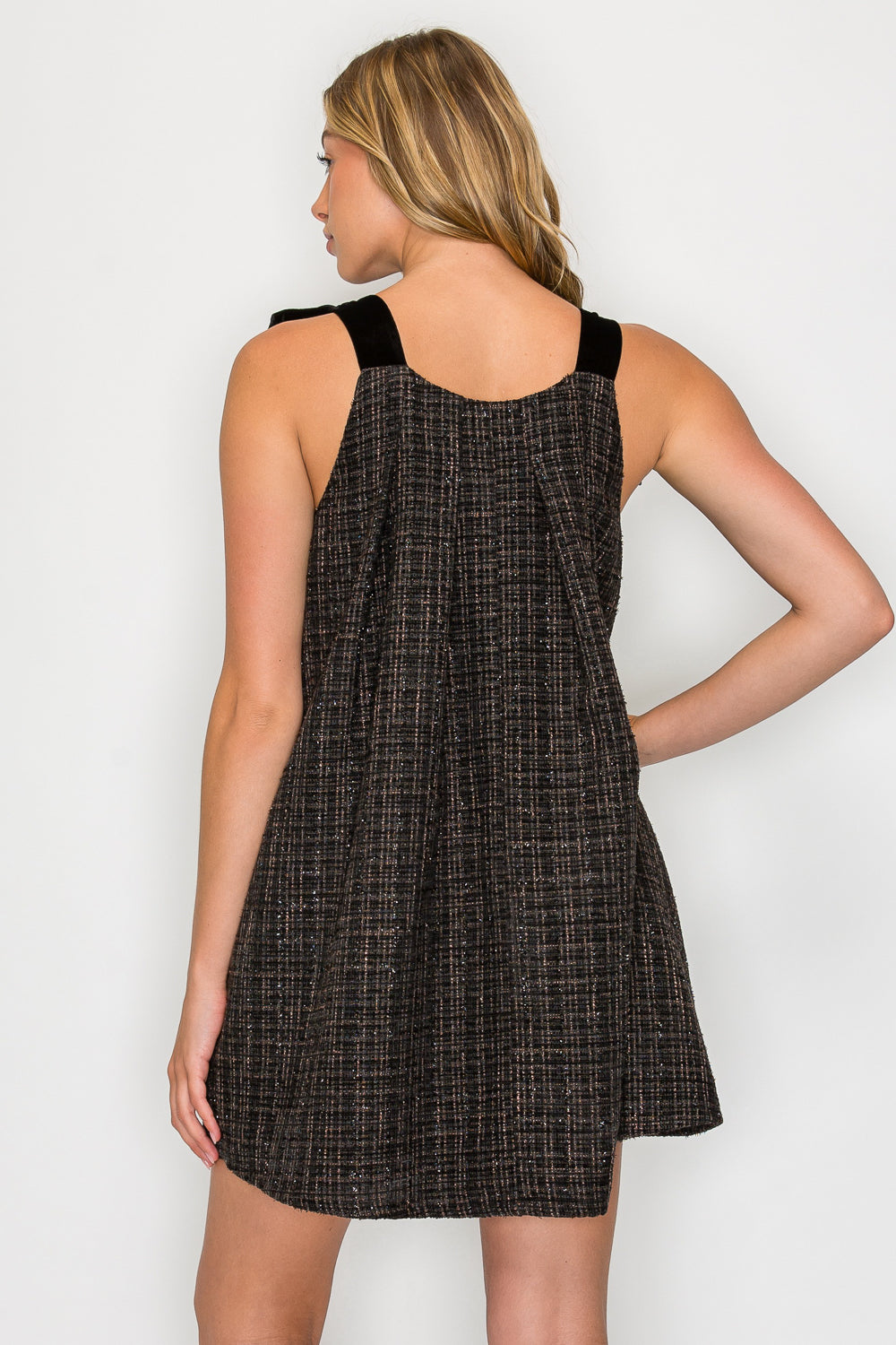 Ebony Tweed Tie Shoulder Dress