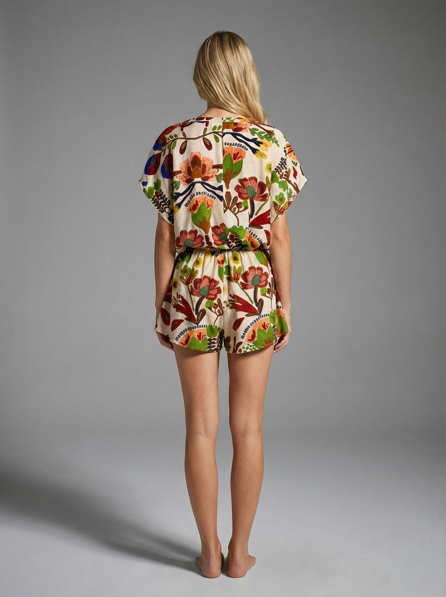 Wild Garden Printed Top & Shorts Set