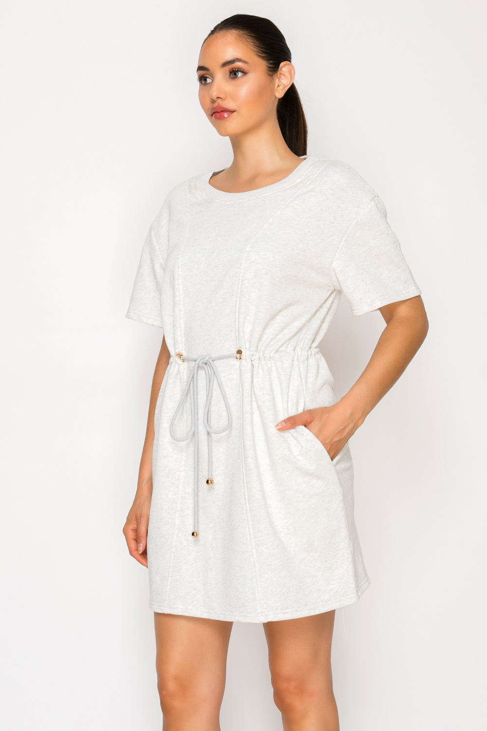 Grey French Terry Short Dress