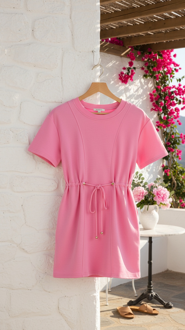 Pink French Terry Short Dress