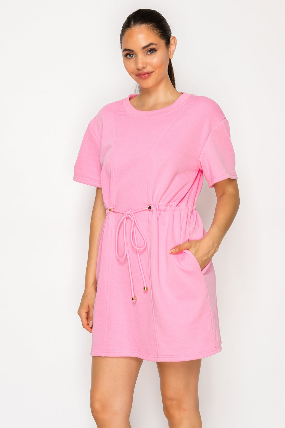 Pink French Terry Short Dress