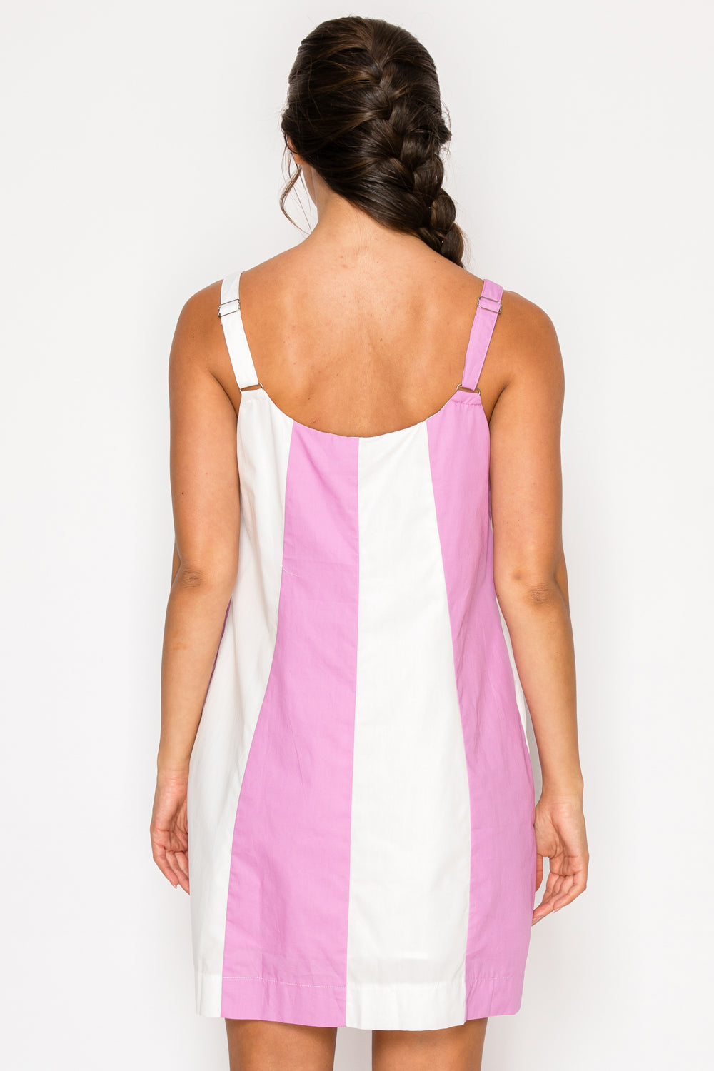 Pink Poplin Color Block Dress