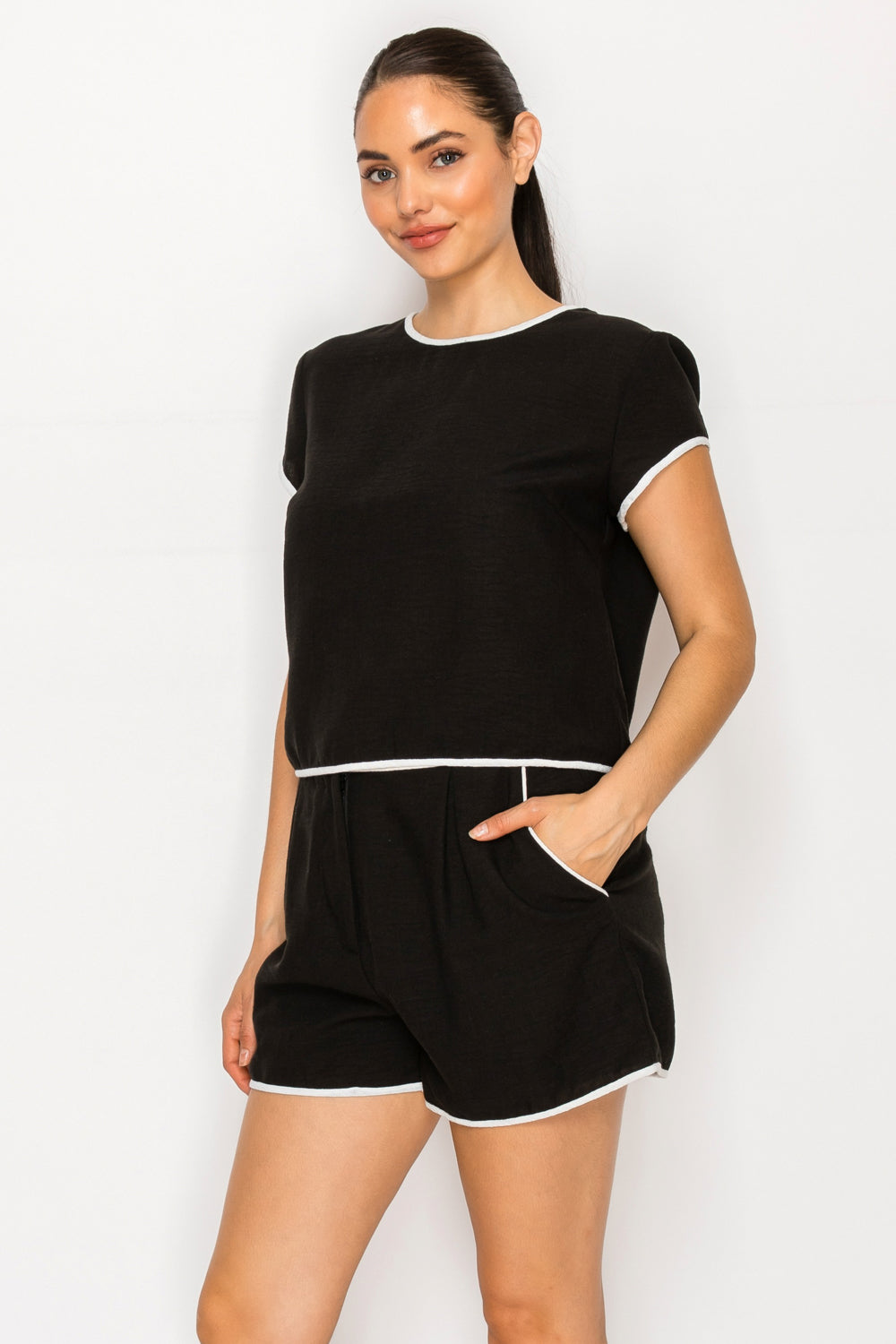 Black White Linen Set