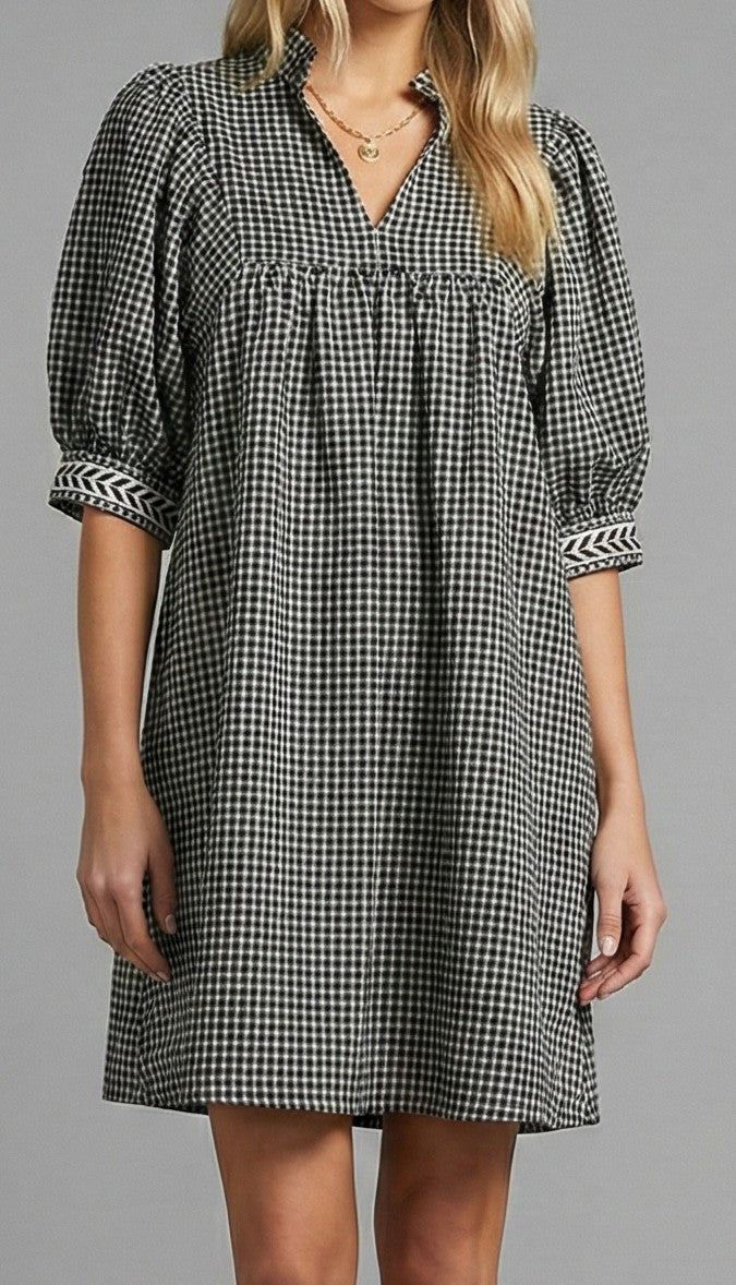 Classic Check Babydoll Mini Dress