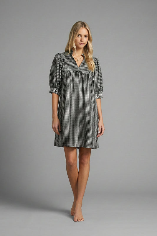 Classic Check Babydoll Mini Dress