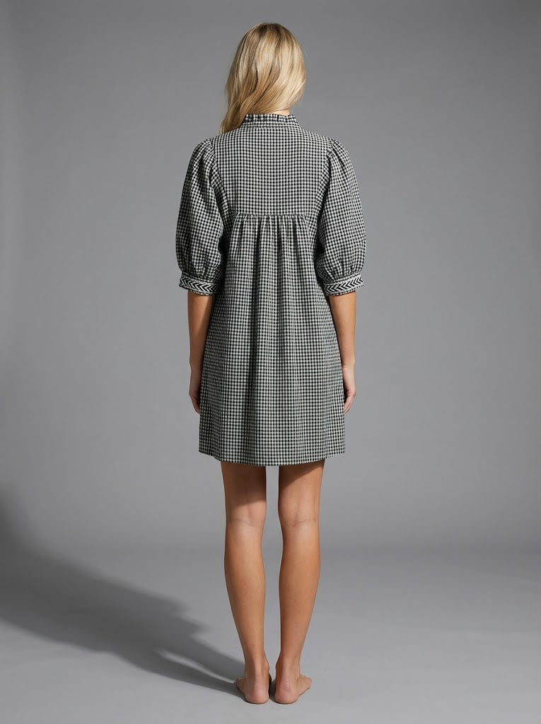 Classic Check Babydoll Mini Dress