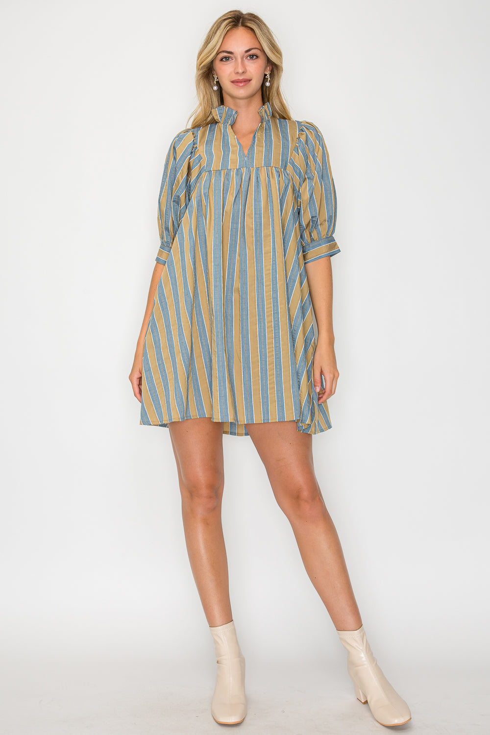 Hazel Fall Stripe Short Sleeve Dress