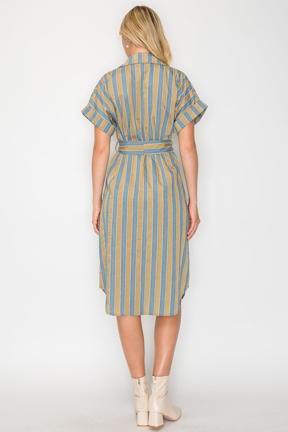 Hazel Fall Stripe Shirt Midi Dress