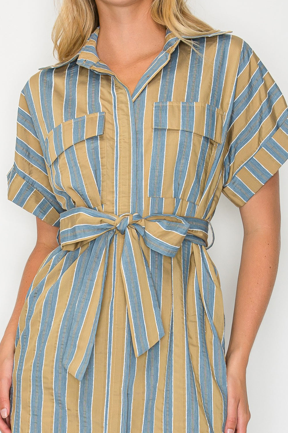 Hazel Fall Stripe Shirt Midi Dress