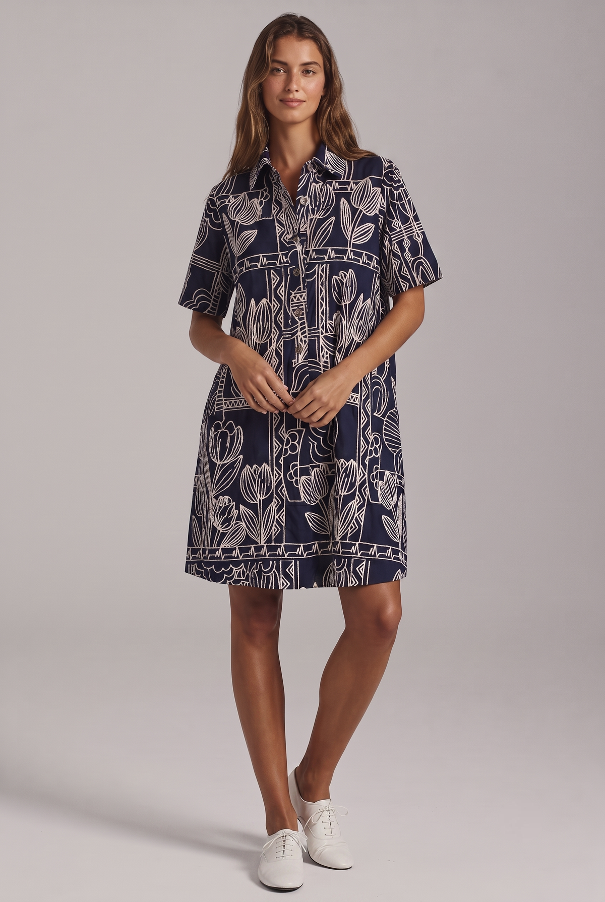 Selene's Stitch Embroidered Shirt Dress