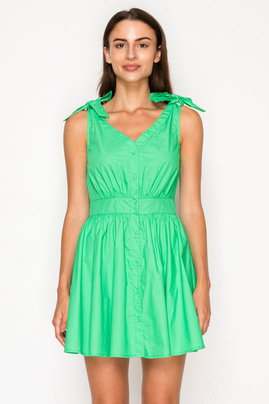 Green Poplin Short Dress