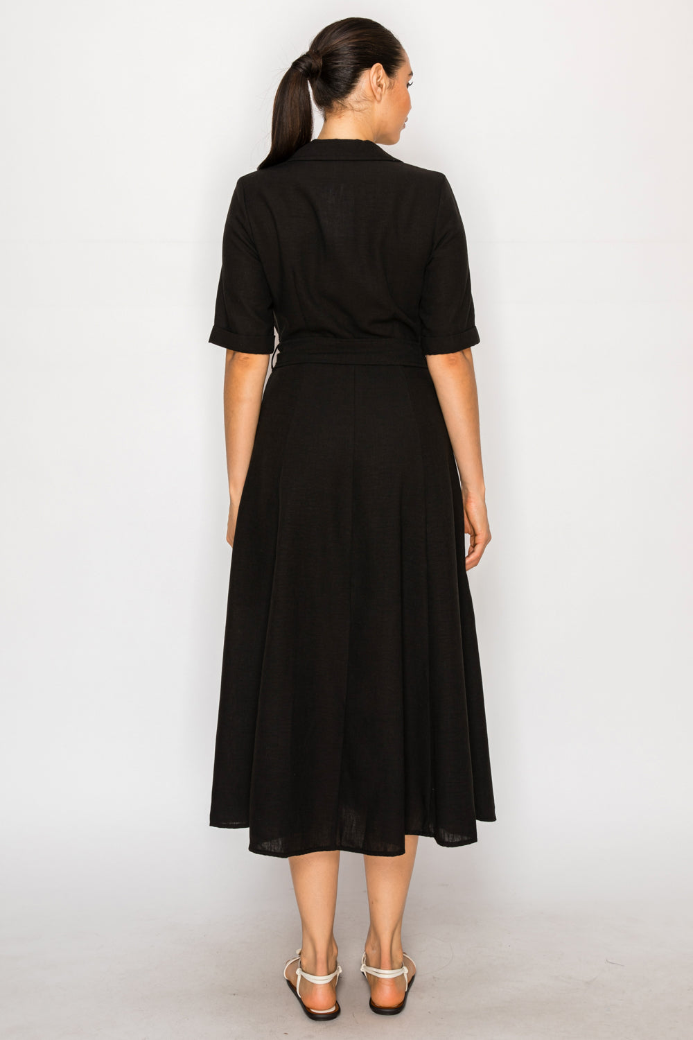 Black Linen Shirt Dress