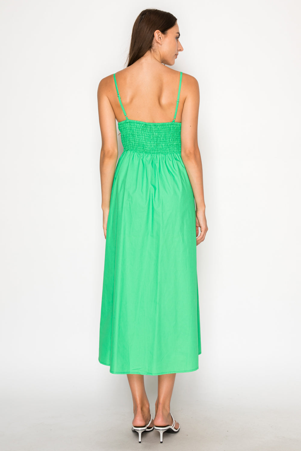 Green Poplin Midi Dress