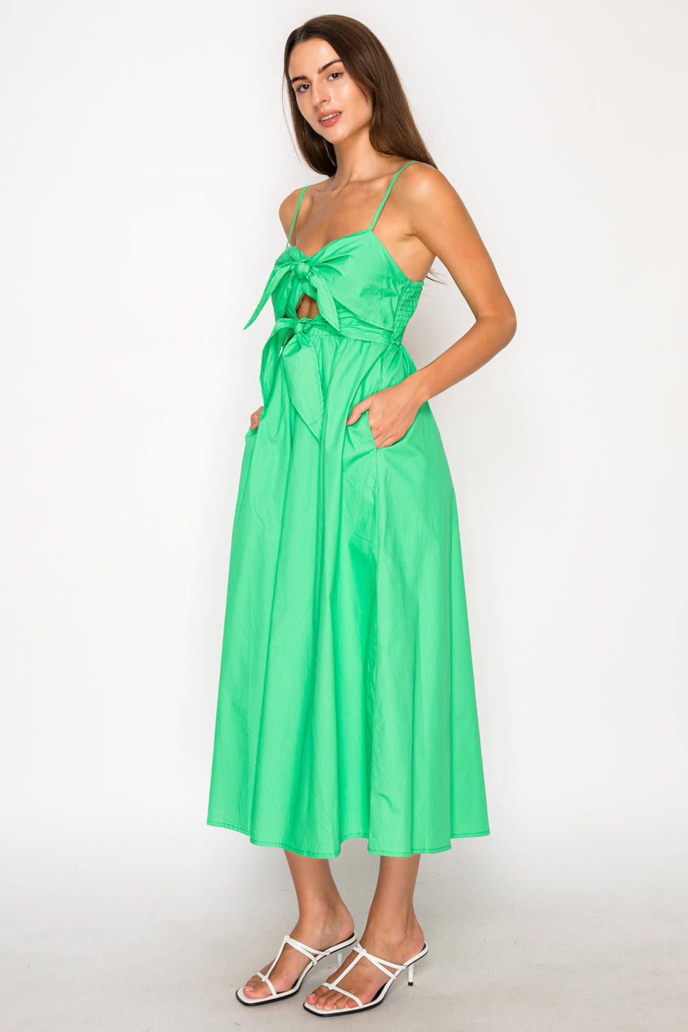 Green Poplin Midi Dress