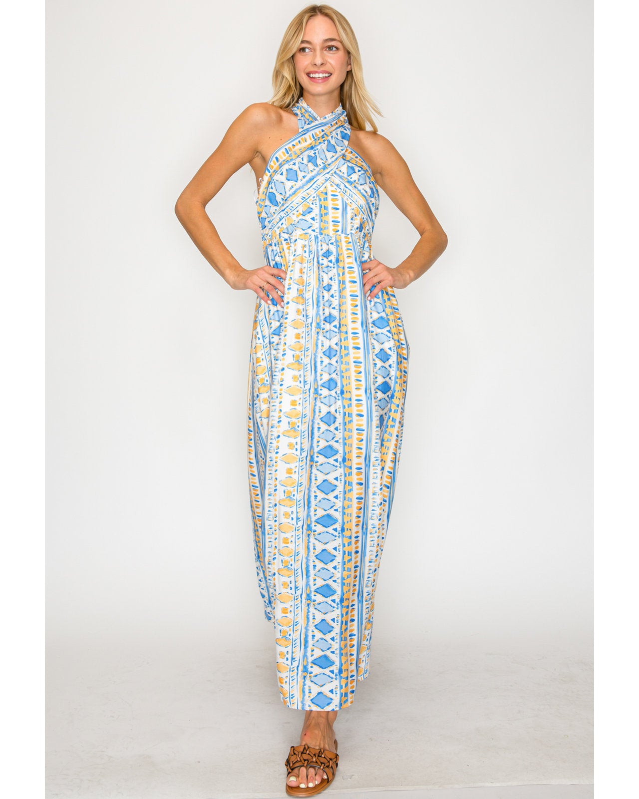 Aegean Rhythm Halter Dress