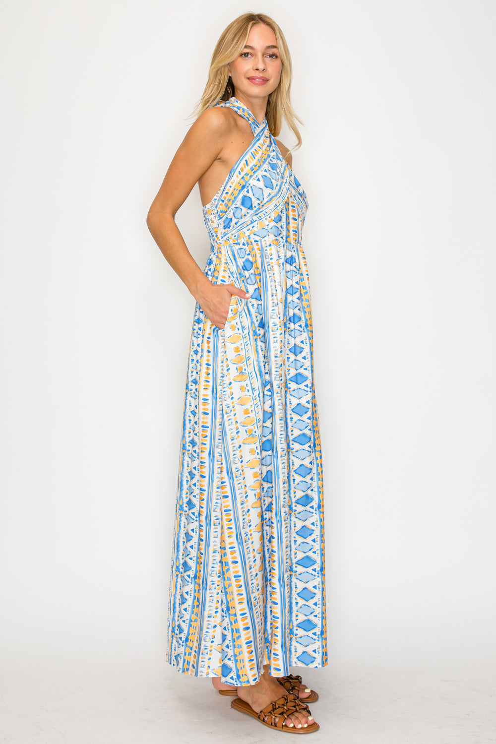 Aegean Rhythm Halter Dress