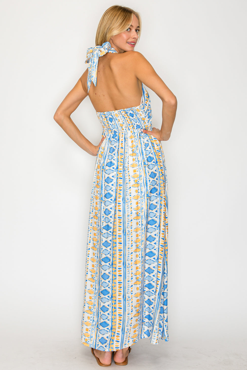 Aegean Rhythm Halter Dress