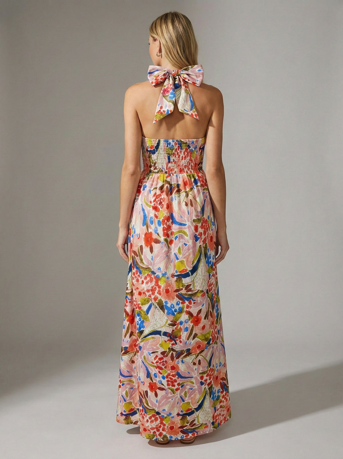 Mythic Bloom Halter Neck Maxi Dress