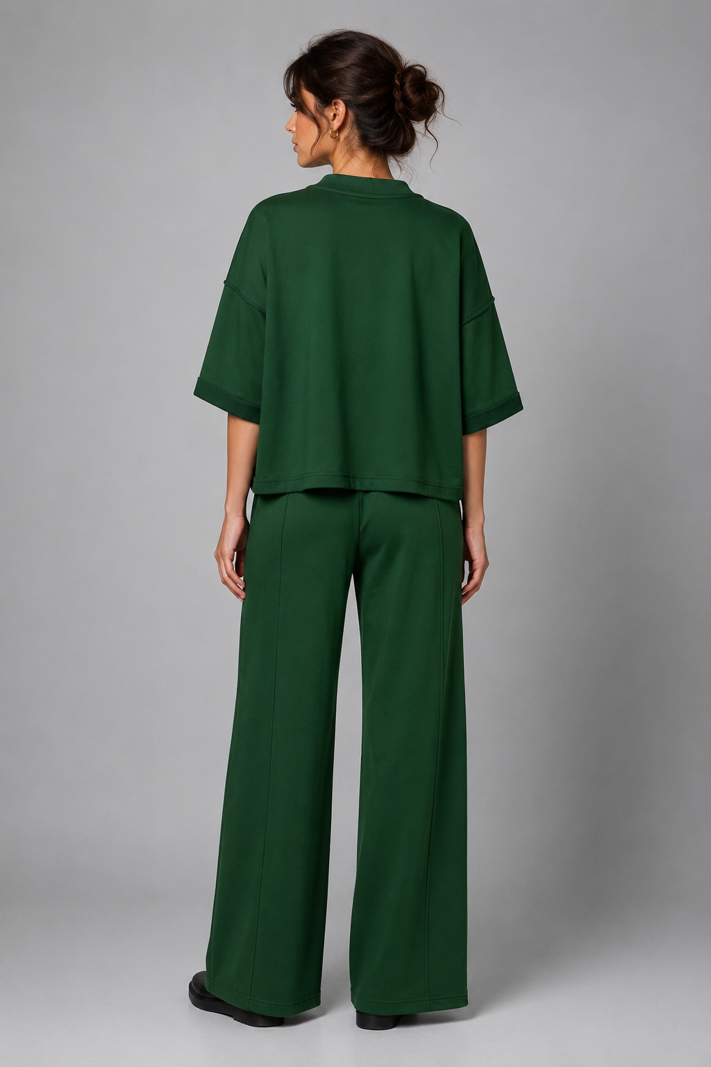 Emerald French Terry Cropped Cardigan Top