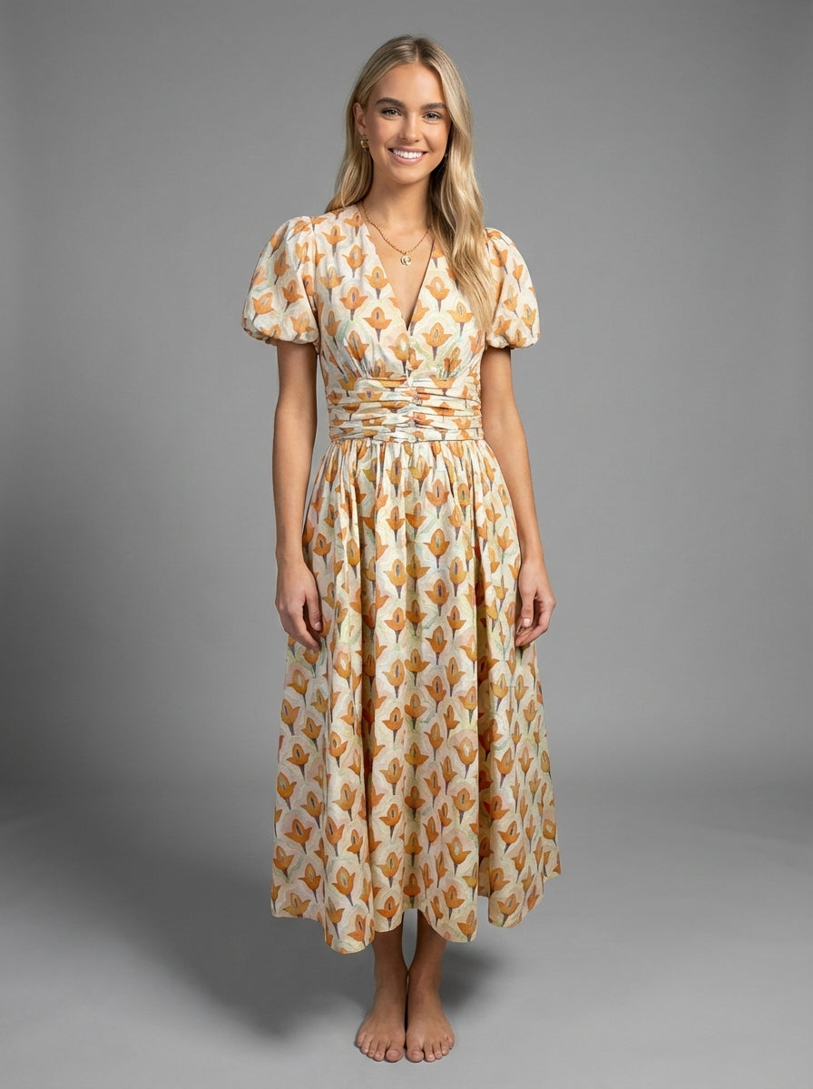 Petal Glow Poplin Maxi Dress