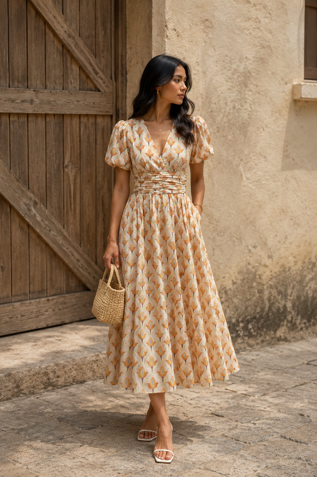 Petal Glow Poplin Maxi Dress