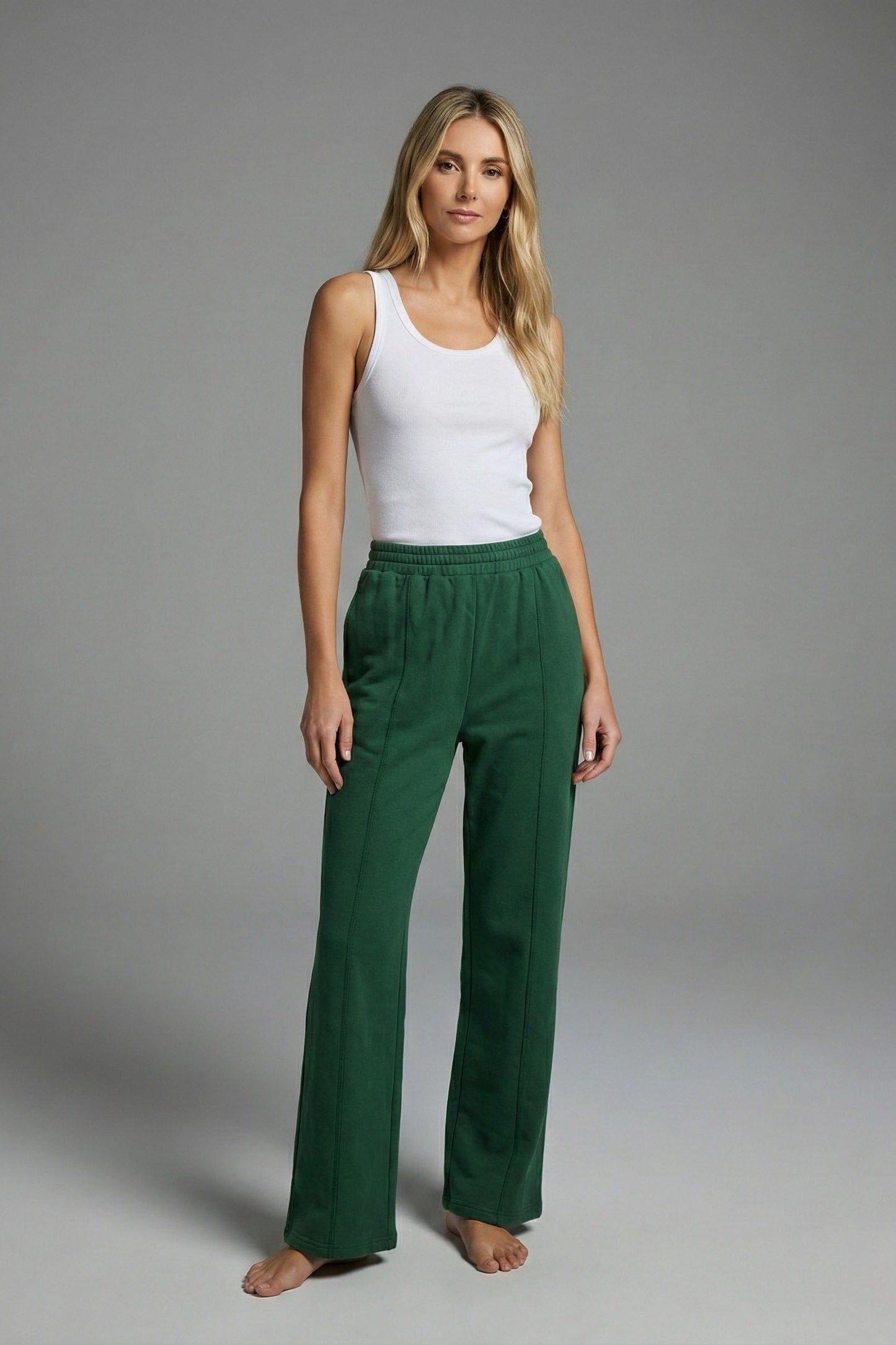 Emerald French Terry Wide Leg Pants