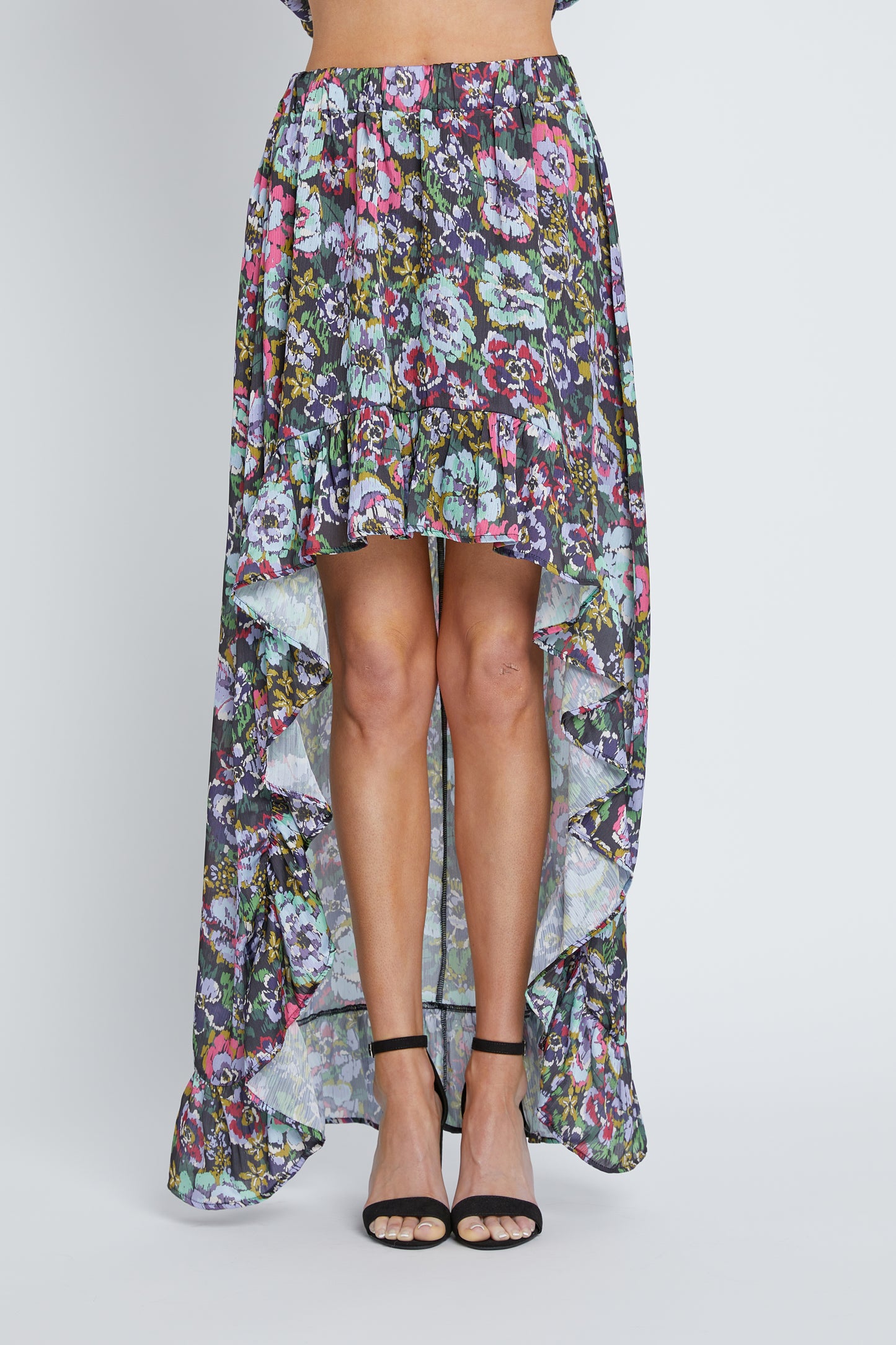 Dark Watercolor Floral Giana Skirt