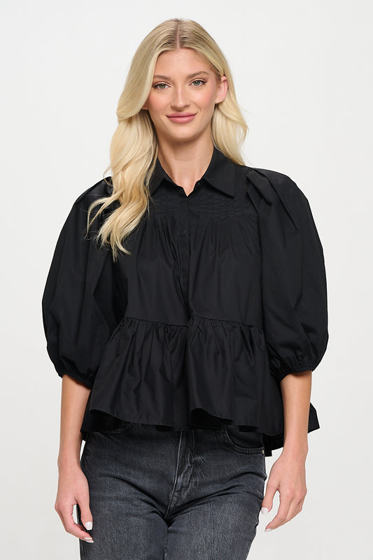 Black Poplin Blouse