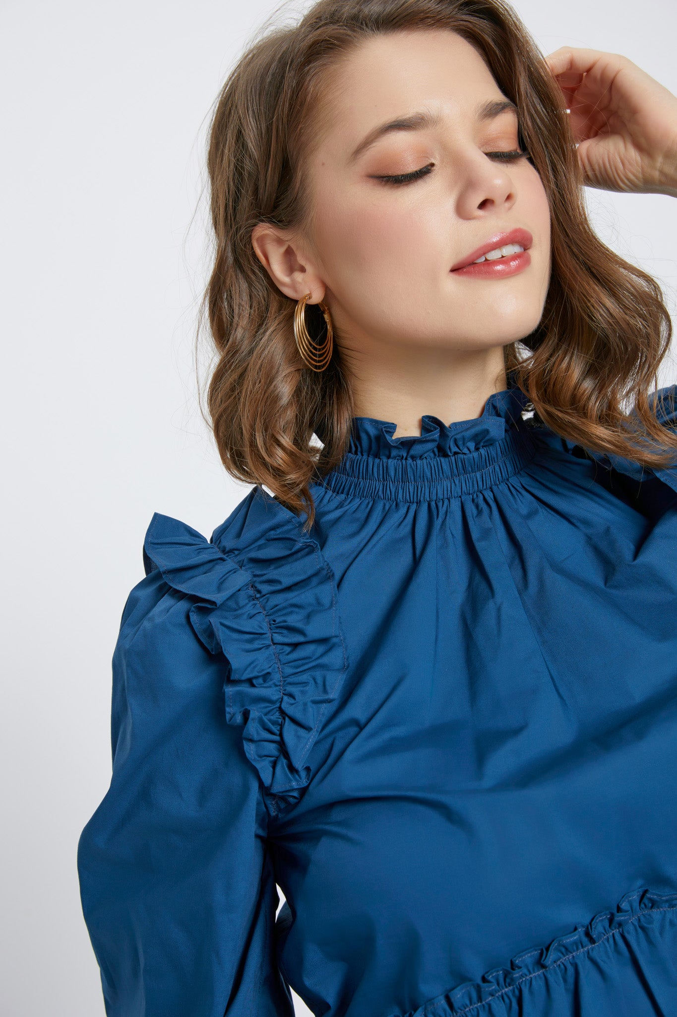 Midnight Blue Days Ruffle Top