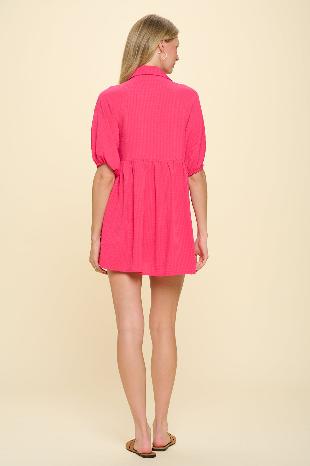 Shadow Stripe Fuchsia Ines Shirt Dress