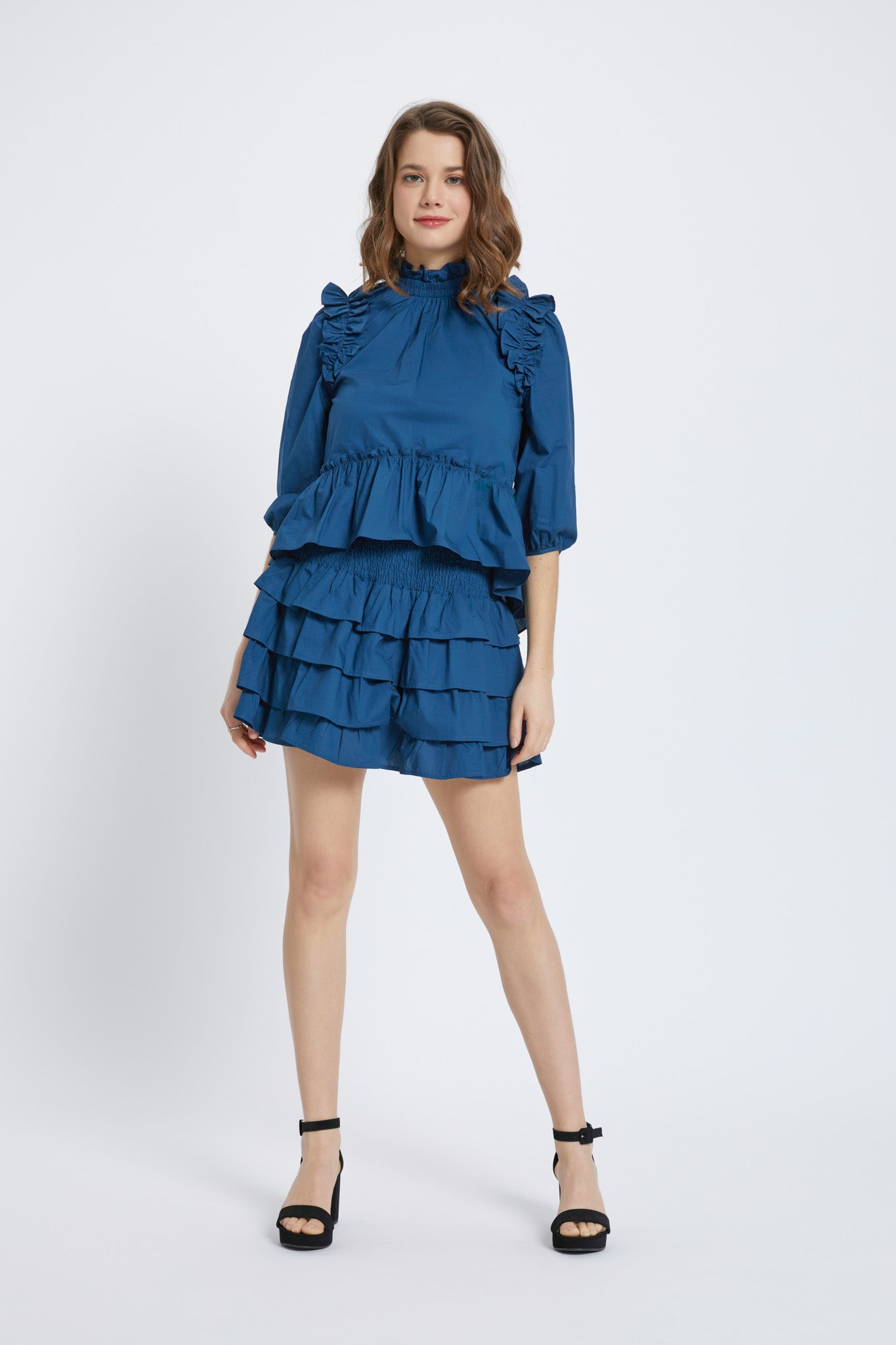 Midnight Blue Days Ruffle Top