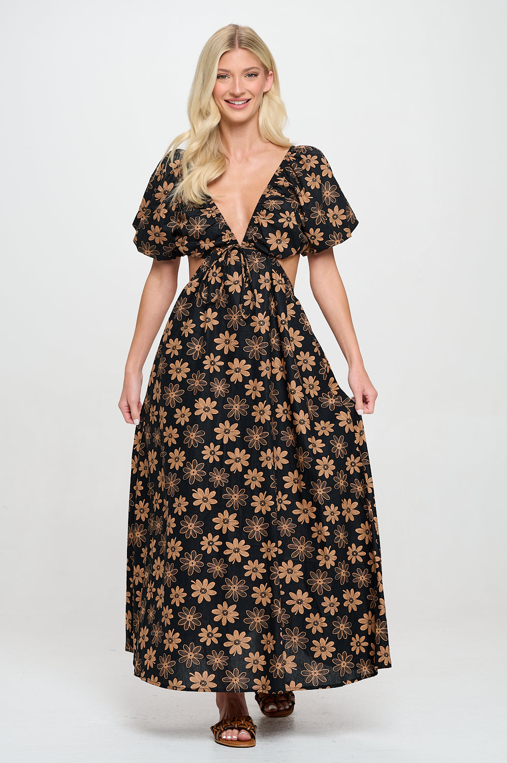 Black Daisy Cut Out Maxi Dress