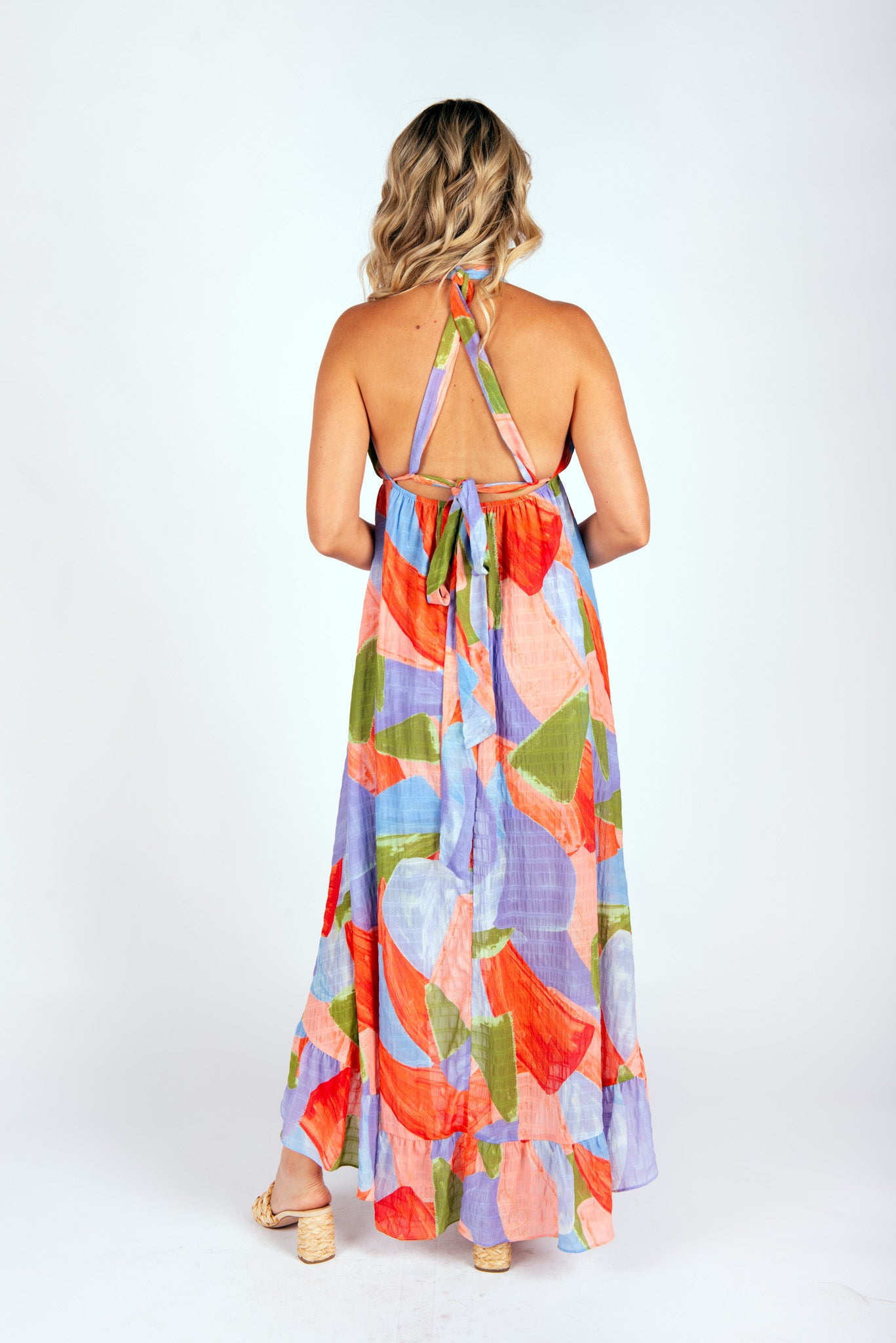 Abstract Multi Coral Lilith Dress