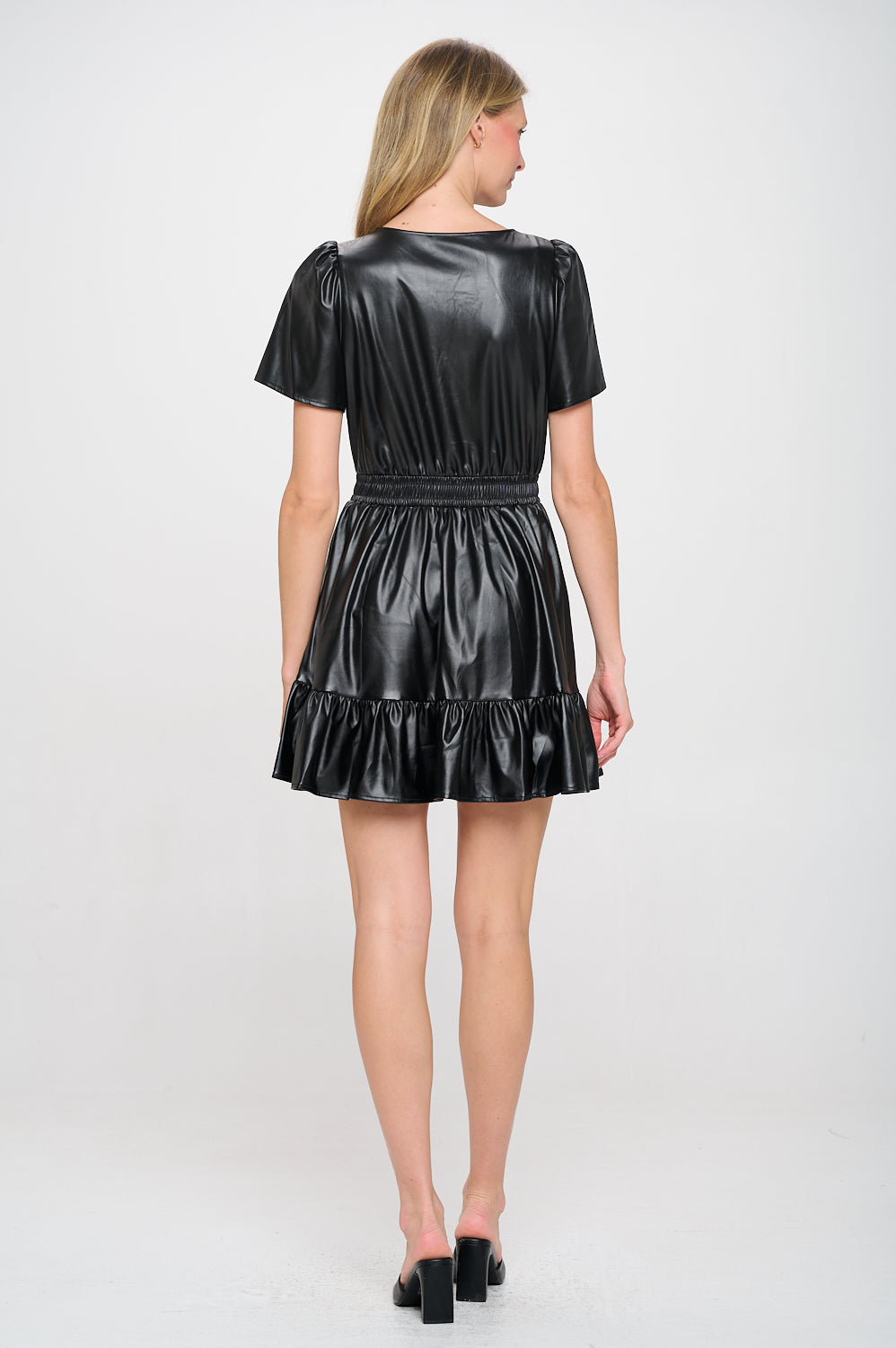 Black Vegan Leather Belle Dress