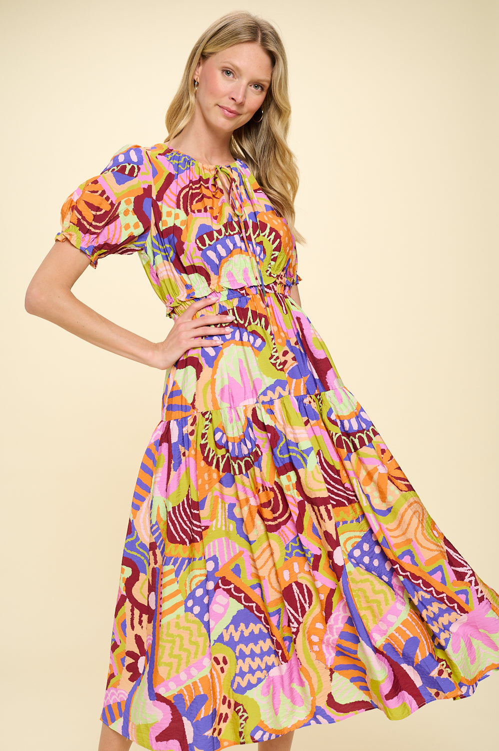 Tribal Orange Multi Delphi Dress