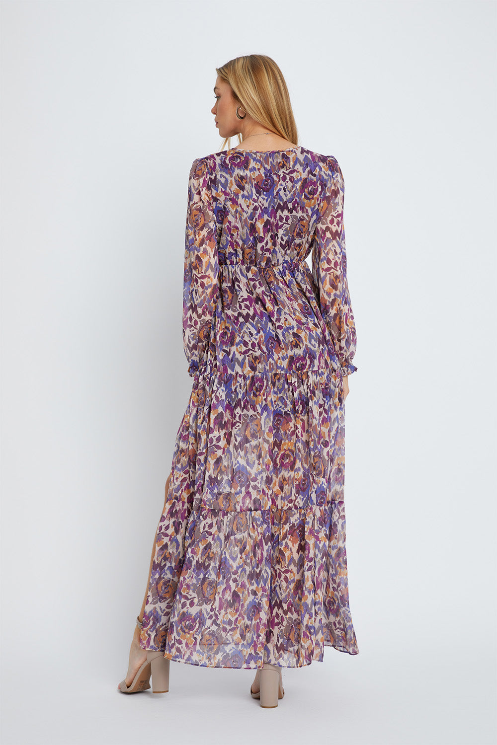 Purple Ikat Flower Tula Maxi Dress