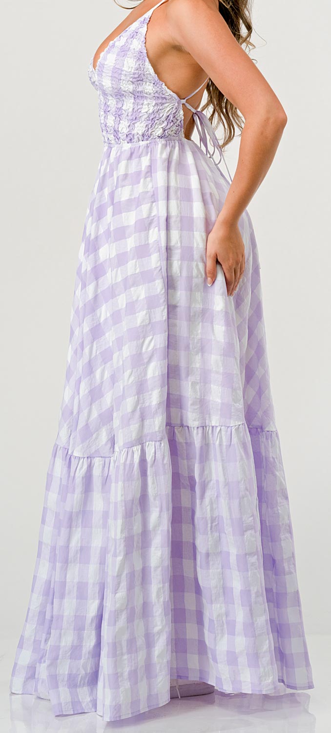 Lilac Gingham Mia Maxi Dress