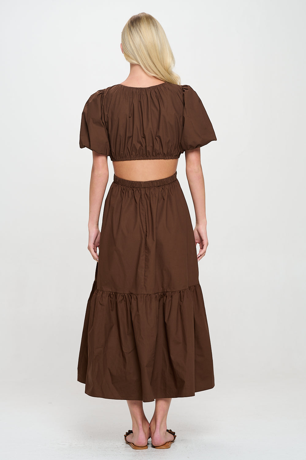 Brown Poplin Maxi Dress