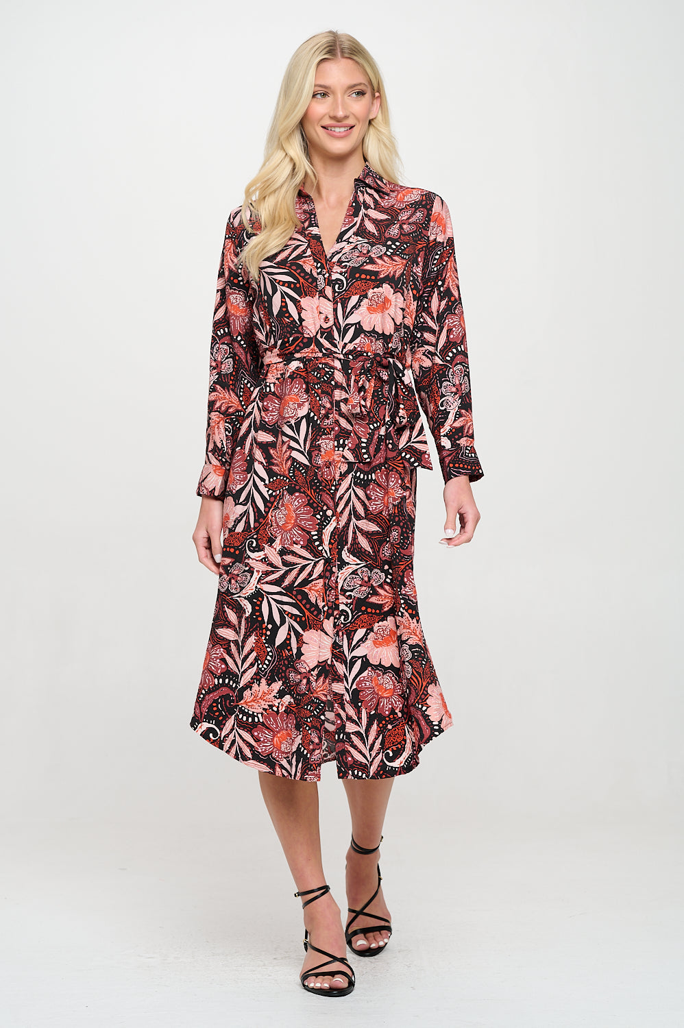 Vintage Floral Paisley Shirt Dress