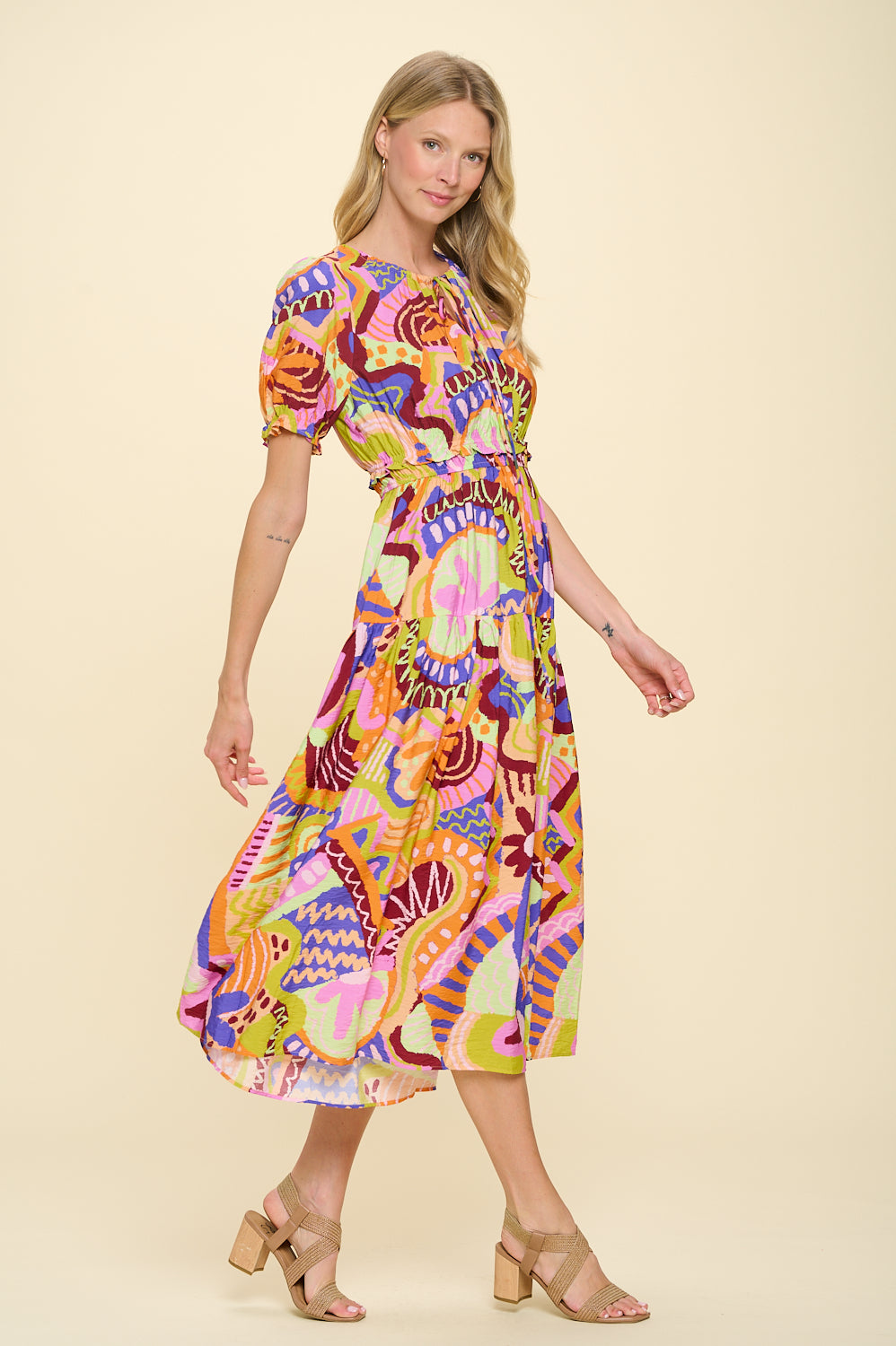 Tribal Orange Multi Delphi Dress