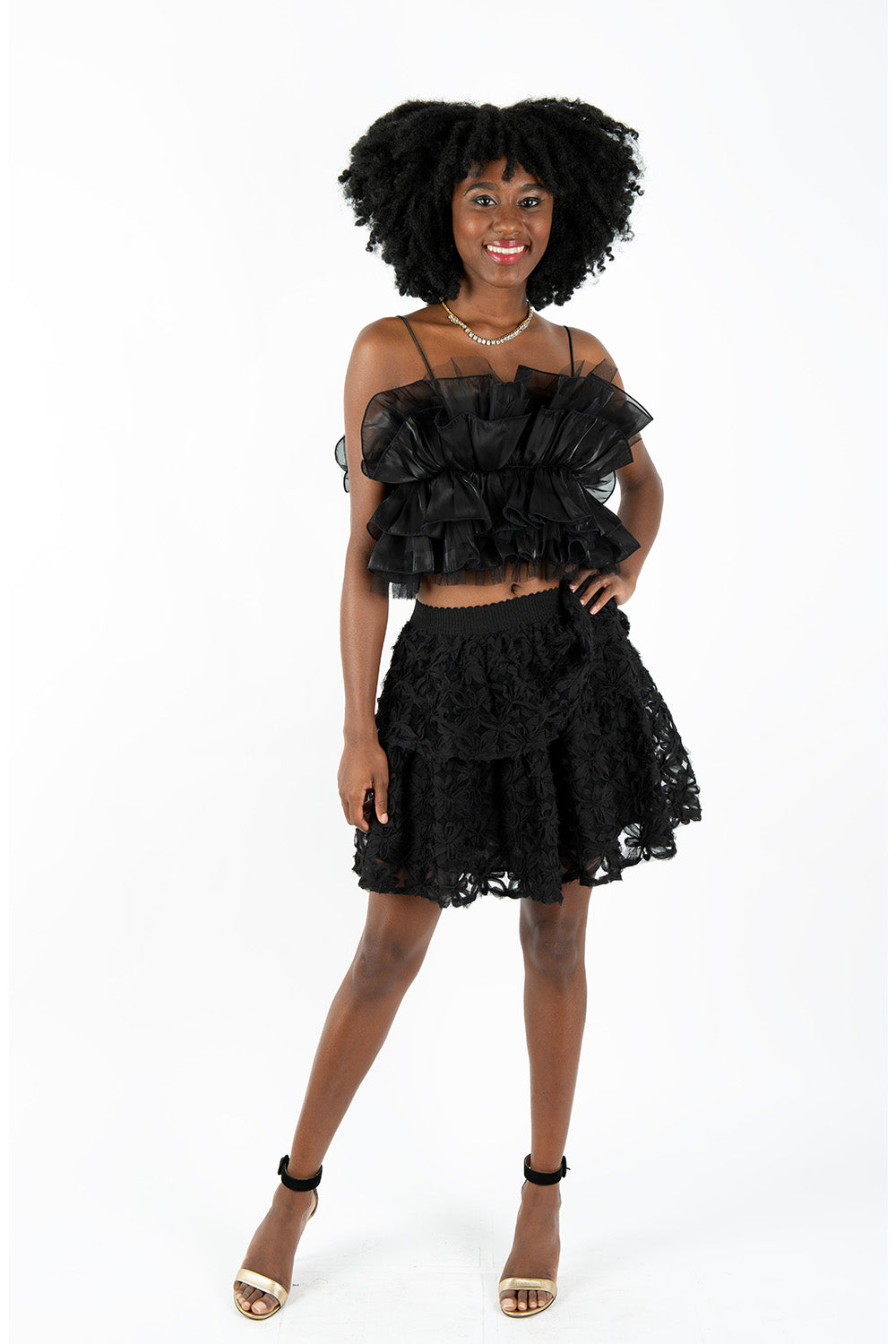 Black Organza Bloom Top