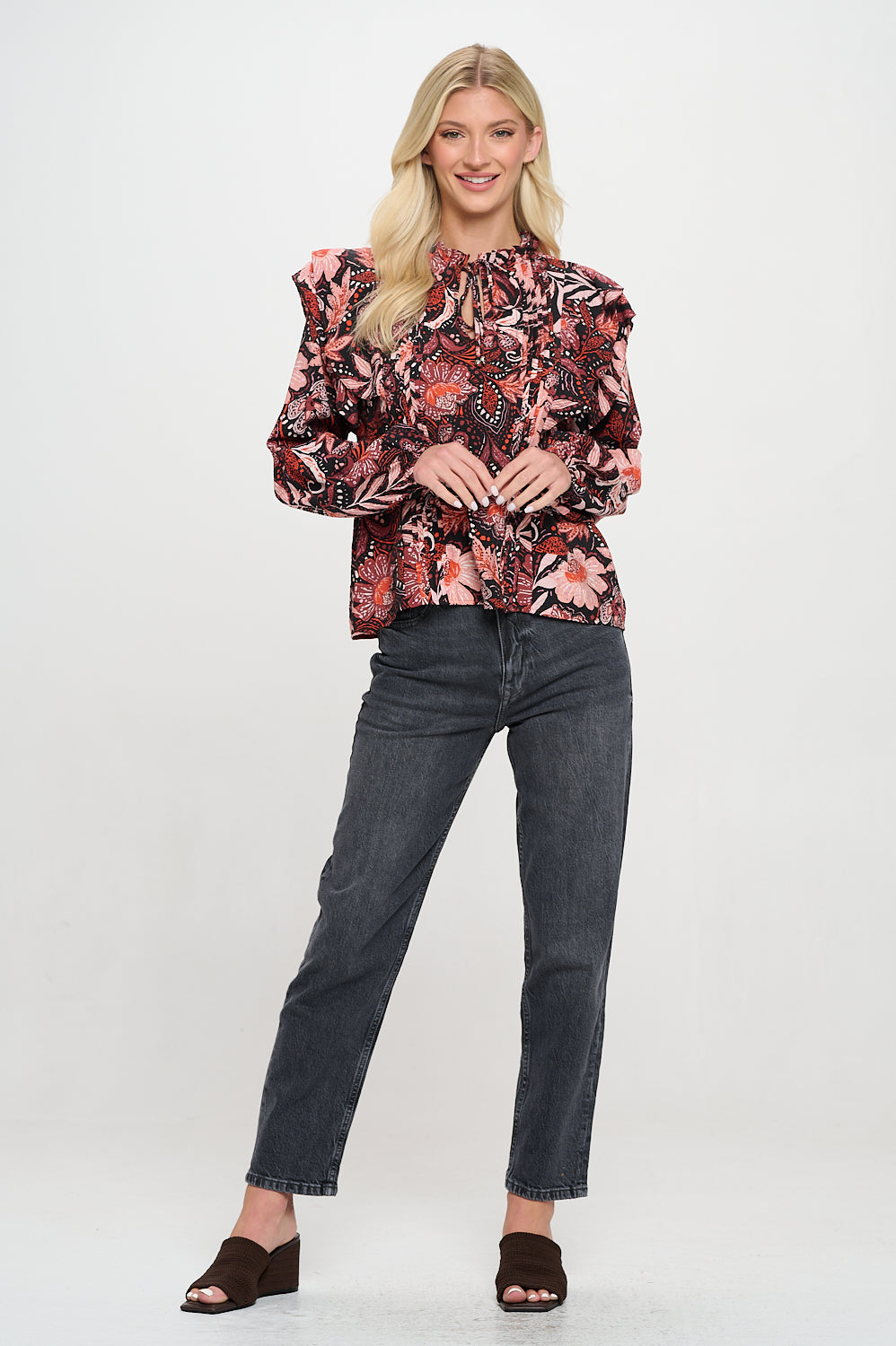 Vintage Floral Paisley Long Sleeve Blouse