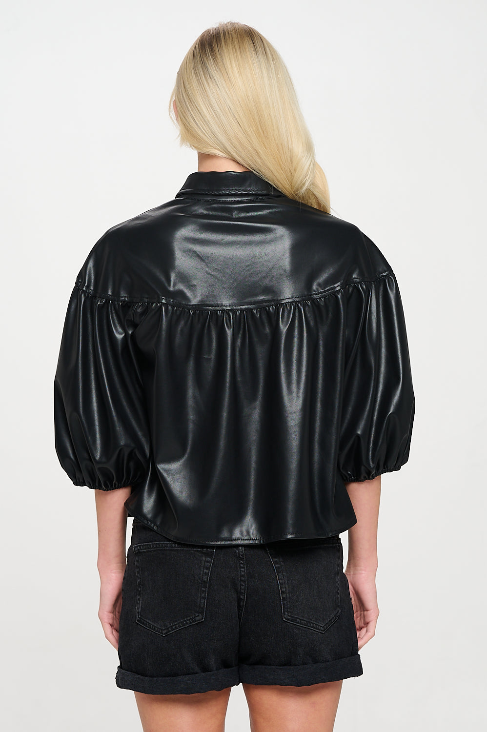 Black Vegan Leather Doria Top