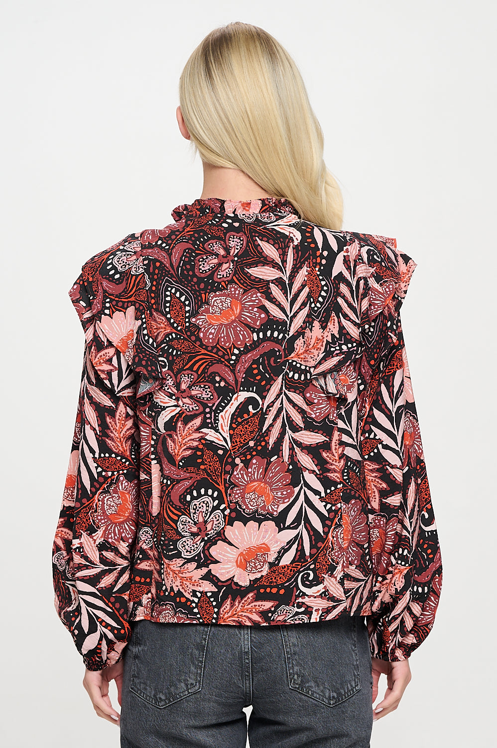 Vintage Floral Paisley Long Sleeve Blouse