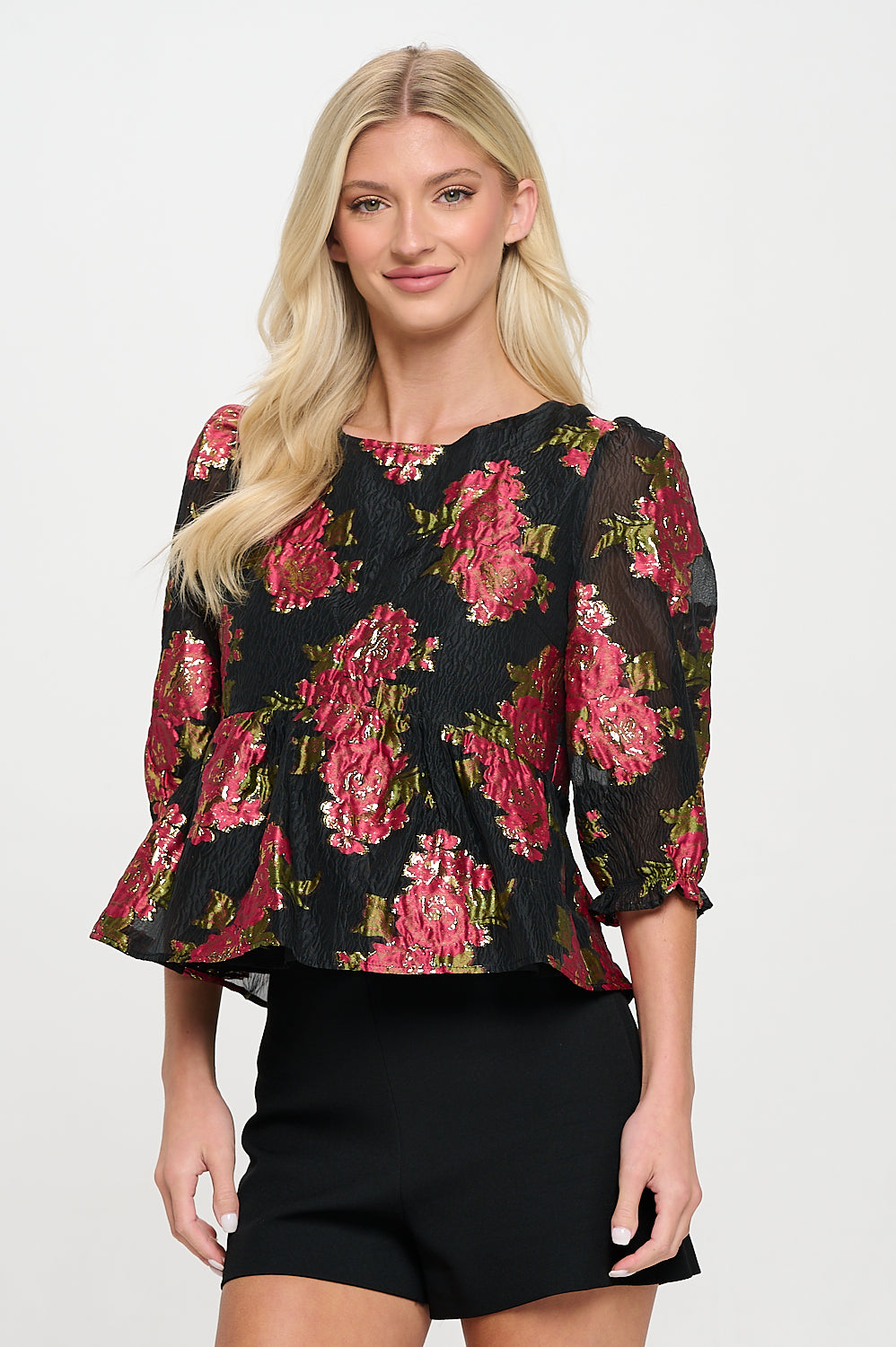 Scarlet Blossom Noir Blouse