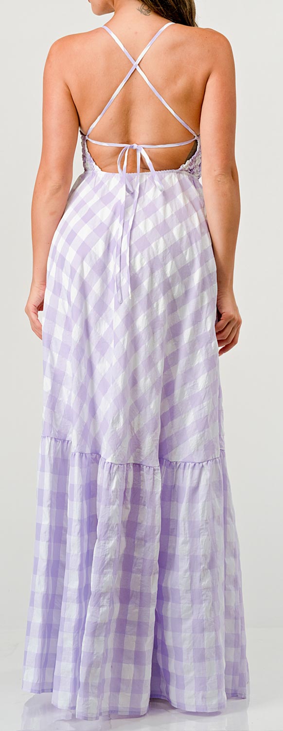 Lilac Gingham Mia Maxi Dress