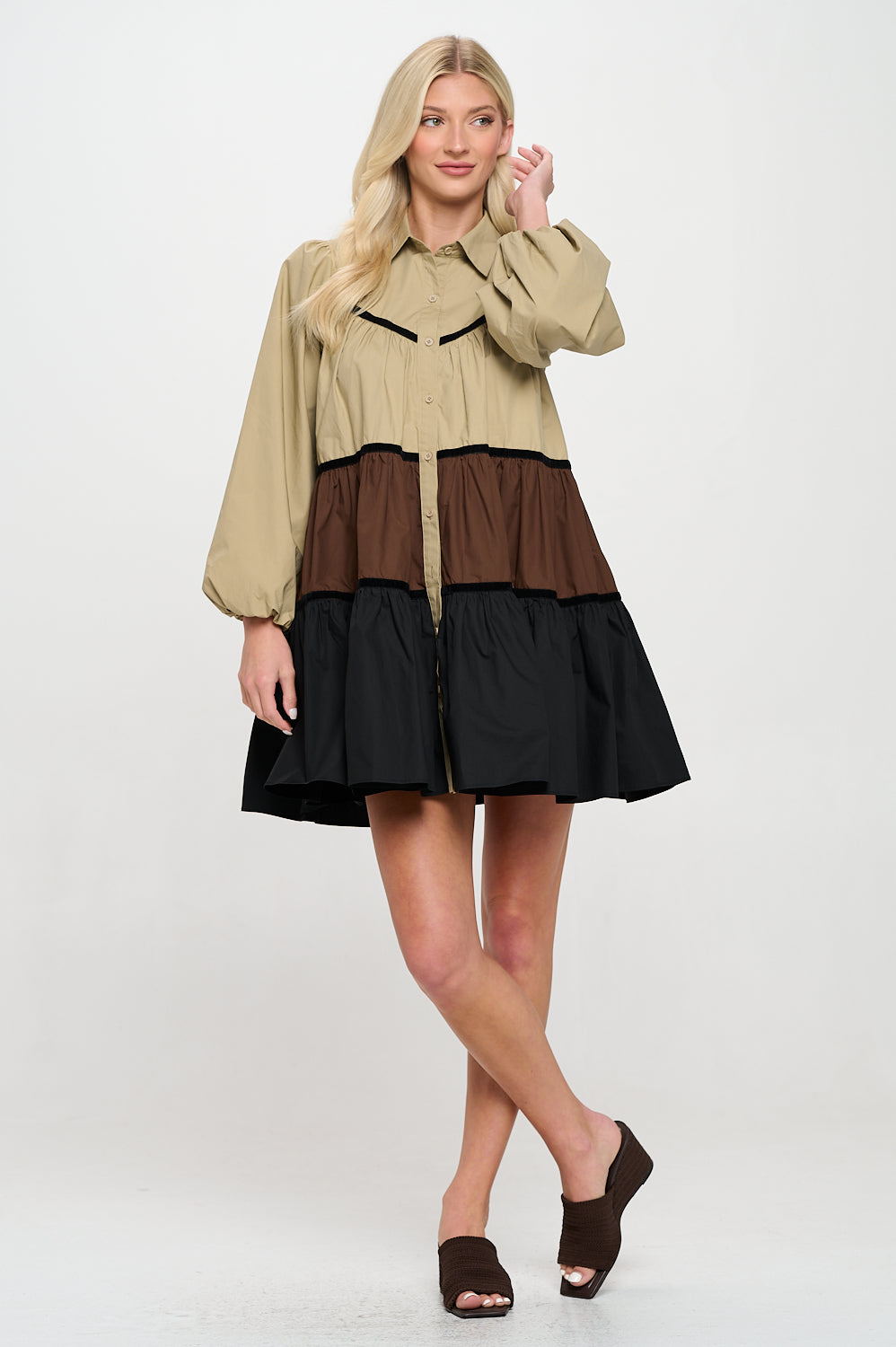 Multi Poplin Shirt Dress